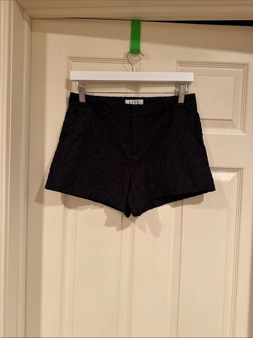 Elle Black High-Waist Quilted Shorts